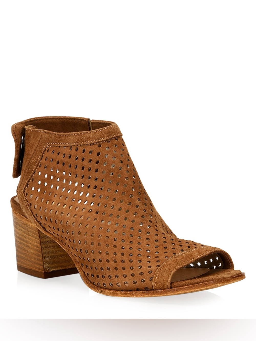 🤎🇮🇹 Browns Shoes Mimosa Italian Leather Perforated Block Heel Sandals Tan 41/10